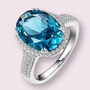 Lafonn Classic Sterling Silver Platinum Plated Paraiba Tourmaline Ring - Size 7